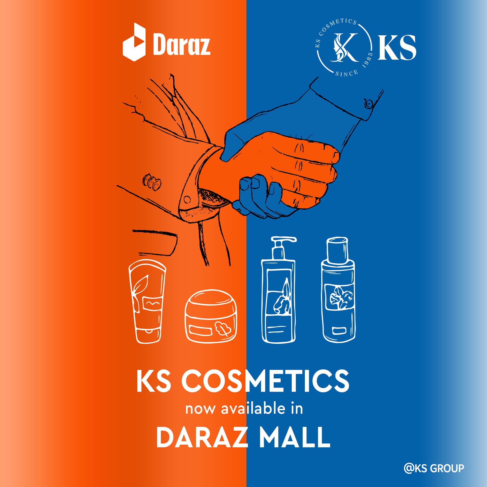 KS Cosmetics × Daraz partnership announcement — now available on Daraz Mall